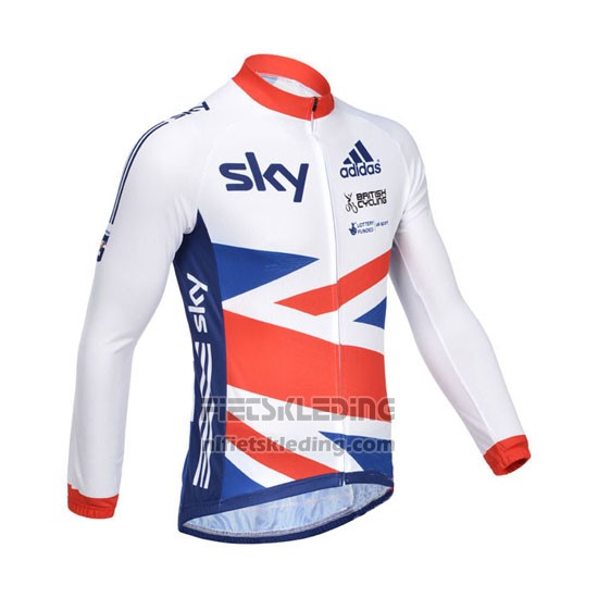 2013 Fietskleding Sky Kampioen Regno Unito Wit en Nosso Lange Mouwen en Koersbroek